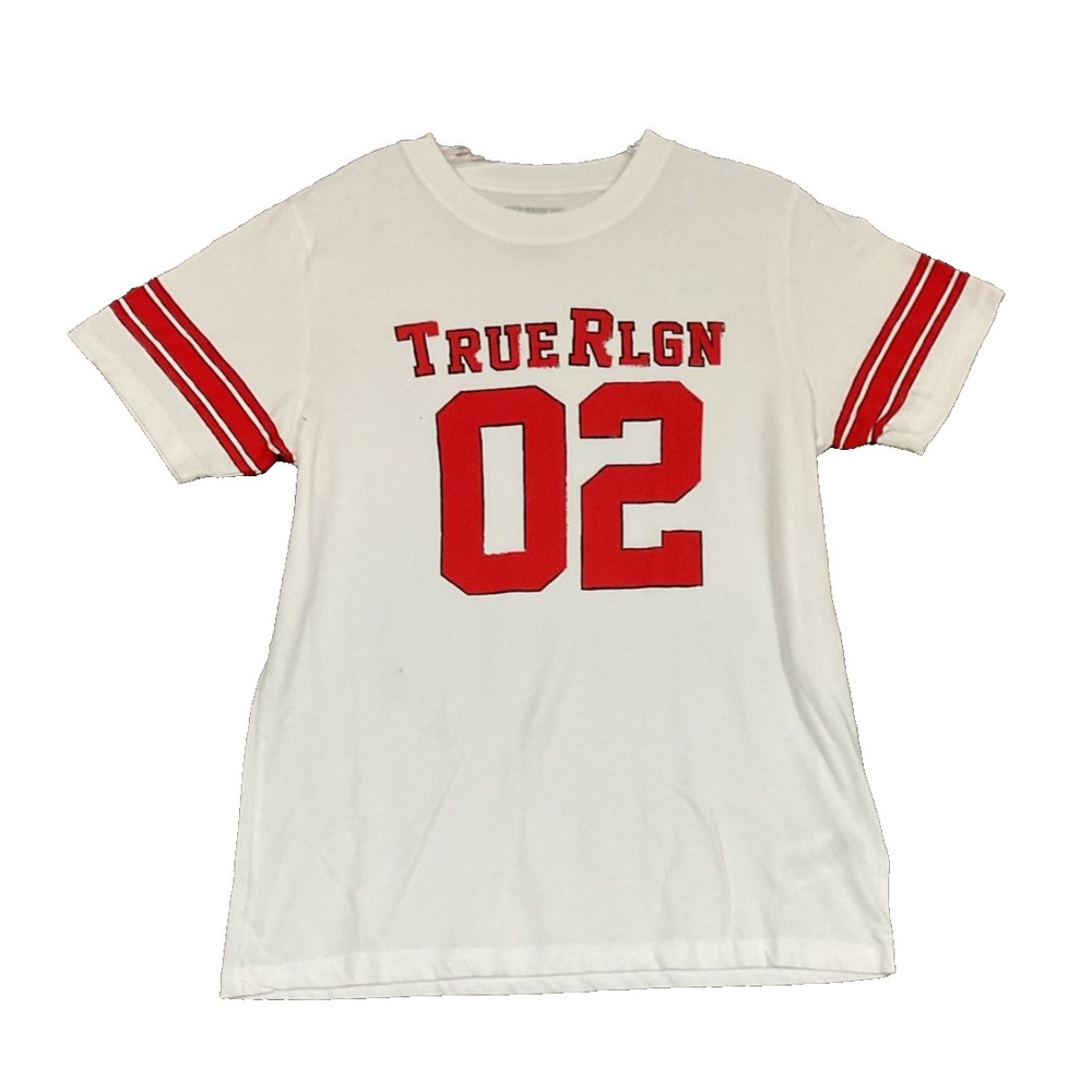NWT True Religion Boys White Soccer 02 Varsity Graphic T-Shirt Tee XL 18/20